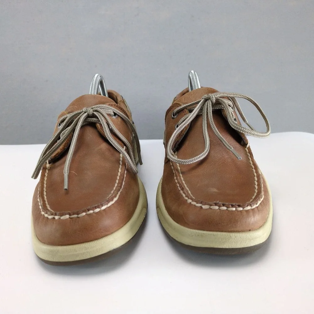 Sperry Top-Sider Boat Shoes Mens 9 Brown Leather Moccasin Toe, Casual Loafers
